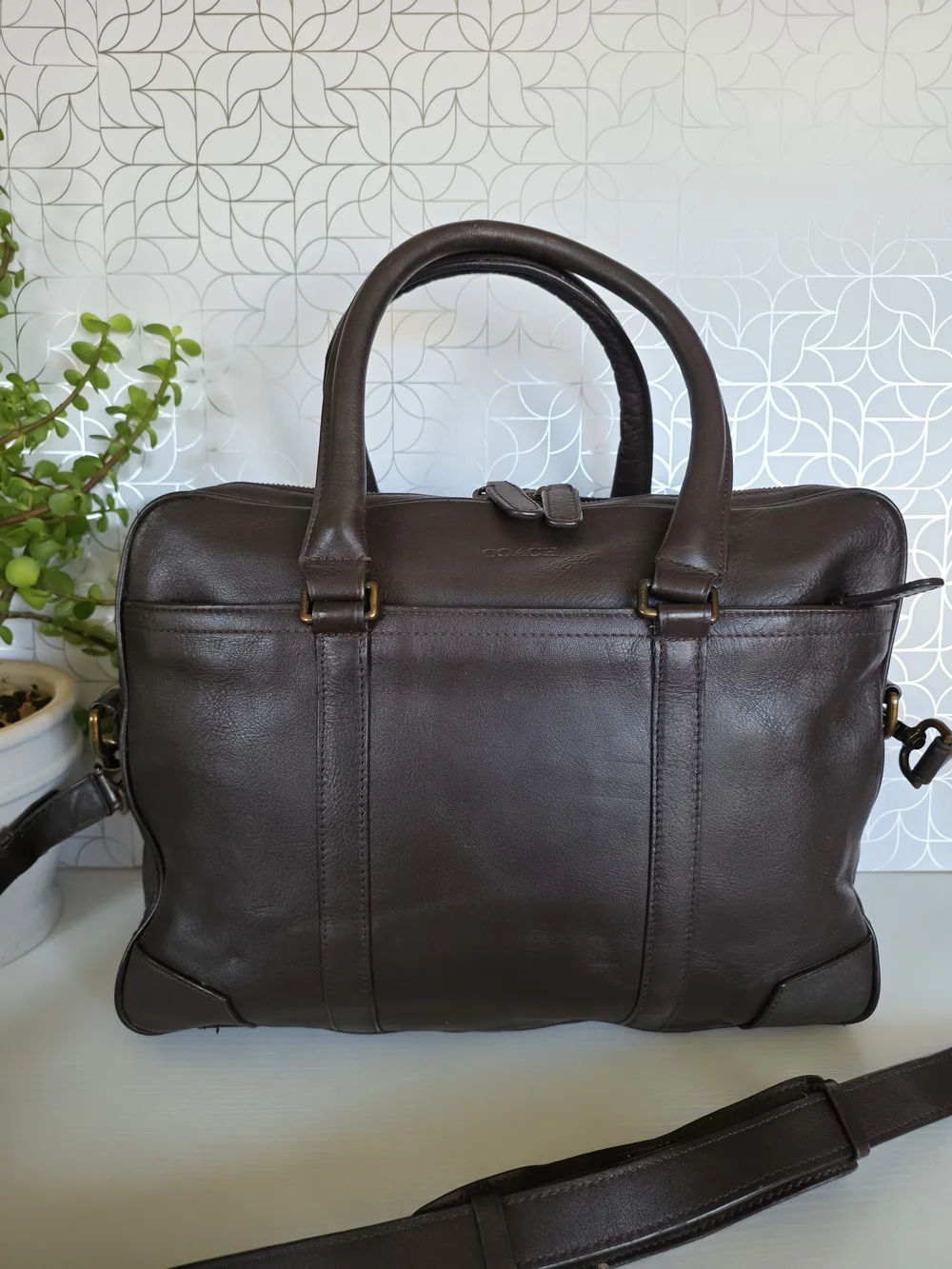 Coach Dark Brown Leather Briefcase